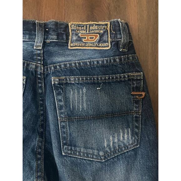 Y2K Diesel Denim Division Fade Wash Distressed Straight Jeans 28x28 - Picture 4 of 7